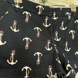J. crew 6 navy red white anchor shorts